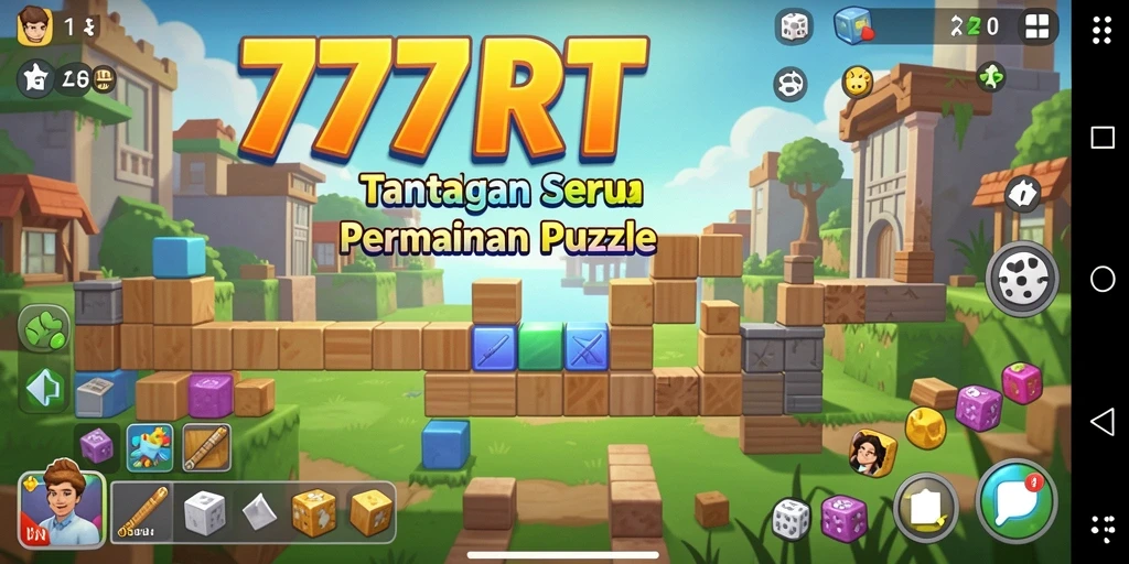 Screenshot gameplay 777RT menampilkan tantangan puzzle yang menarik dan colorful.