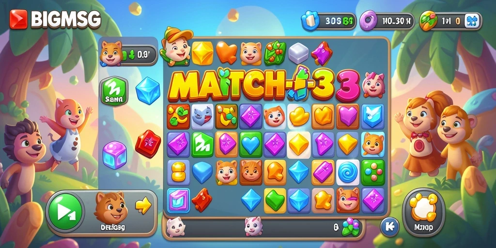 Tampilan gameplay seru dalam pertandingan Match-3.