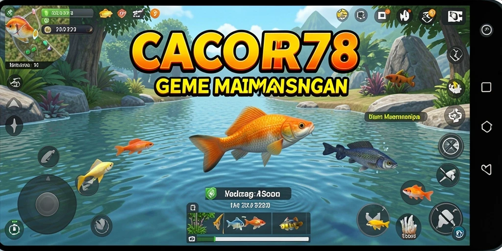 Screenshot gameplay CACOR78 menampilkan momen menangkap ikan yang menegangkan.