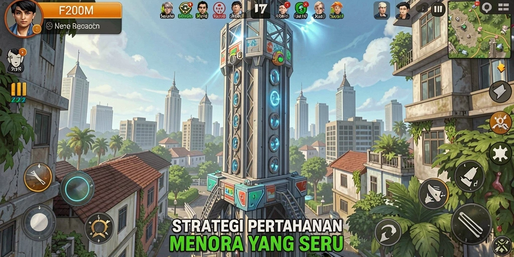 Tampilan gameplay menara pertahanan yang intens dan strategis.