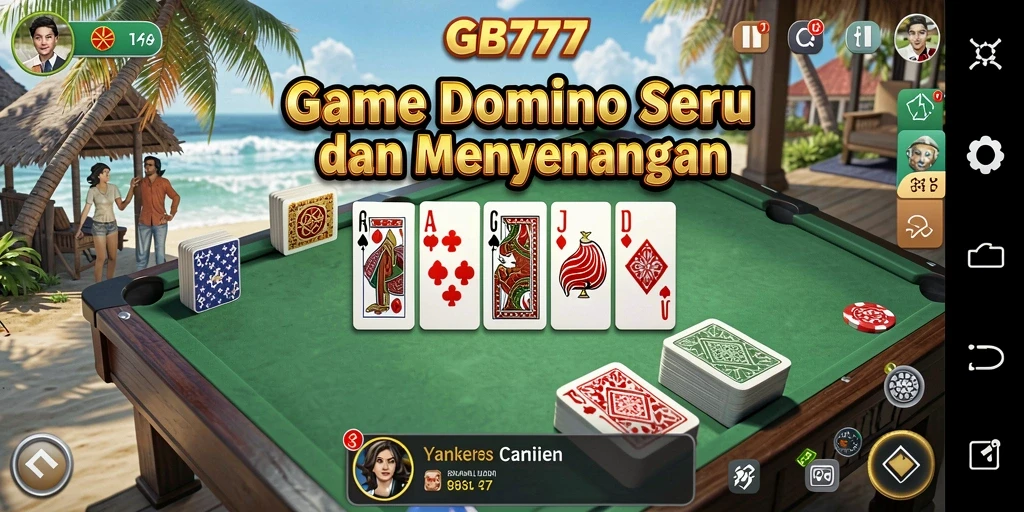 Screenshot GB777 menampilkan gameplay domino yang seru dan interaktif.