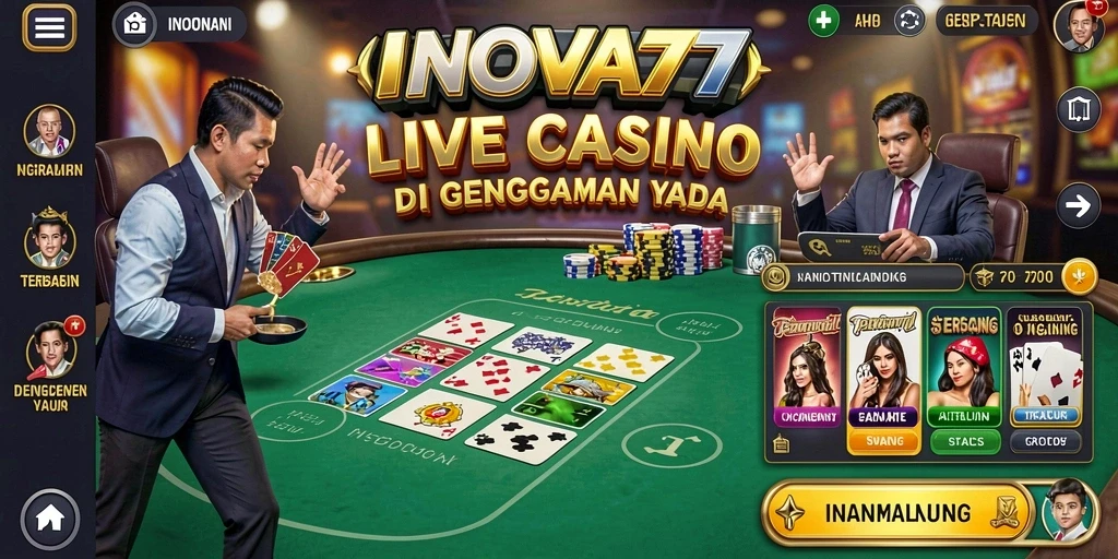 Tampilan gameplay Live Casino INOVA77 yang mengasyikkan dan interaktif.