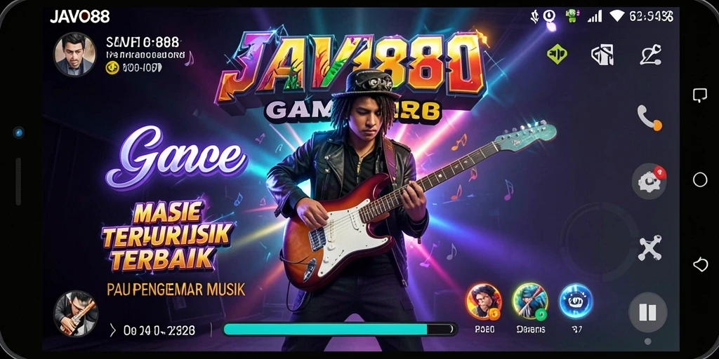 Screenshot gameplay JAVO88 yang menunjukkan interaksi permainan musik.