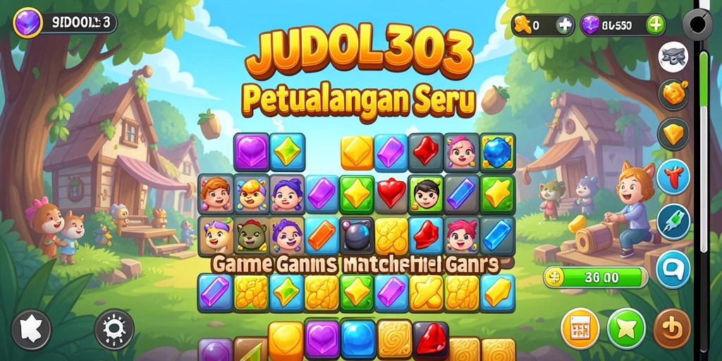 Gameplay <strong>JUDOL303</strong> yang seru dan penuh warna dalam petualangan Match-3.