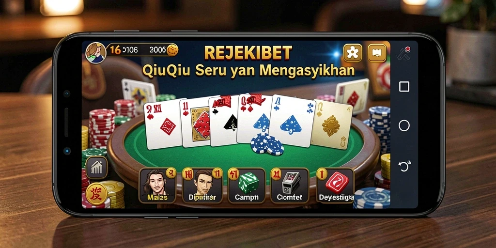 Screenshot gameplay REJEKIBET menampilkan aksi seru permainan QiuQiu.