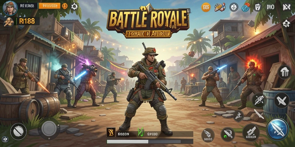 Tangkapan layar gameplay RI188 memperlihatkan pertempuran seru di medan Battle Royale.