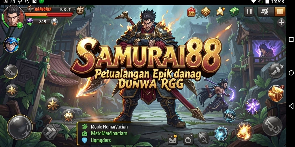 Tampilan gameplay <strong>SAMURAI88</strong> dengan aksi samurai yang mendebarkan.