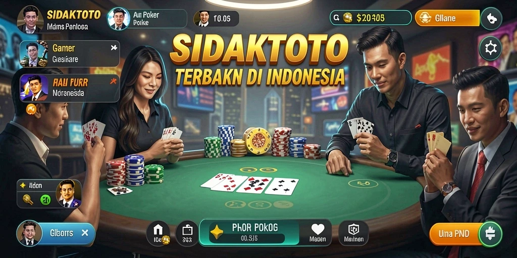 Tampilan gameplay poker SIDAKTOTO yang menarik dan interaktif.